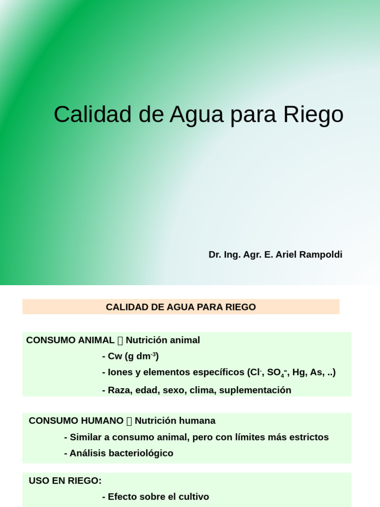Calidad de Agua para Riego | PDF | Agua | Suelo