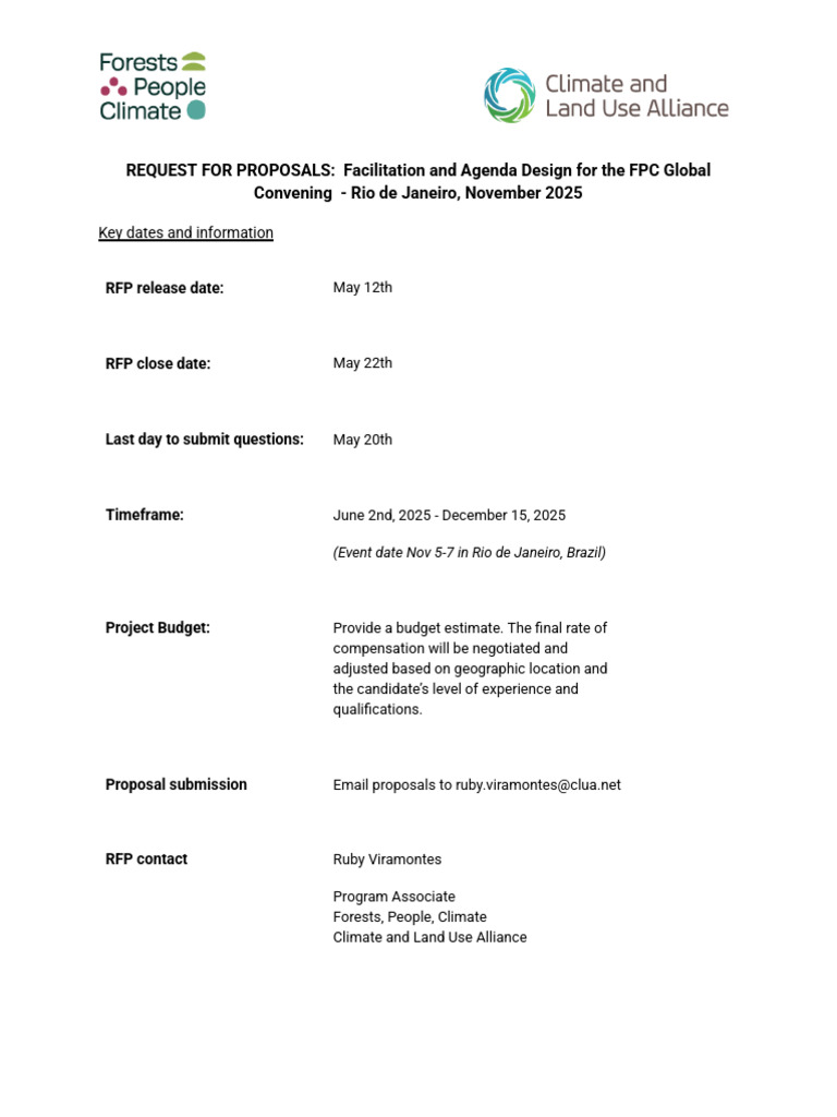 FPC Global Convening RFP 2025 | PDF | Forests