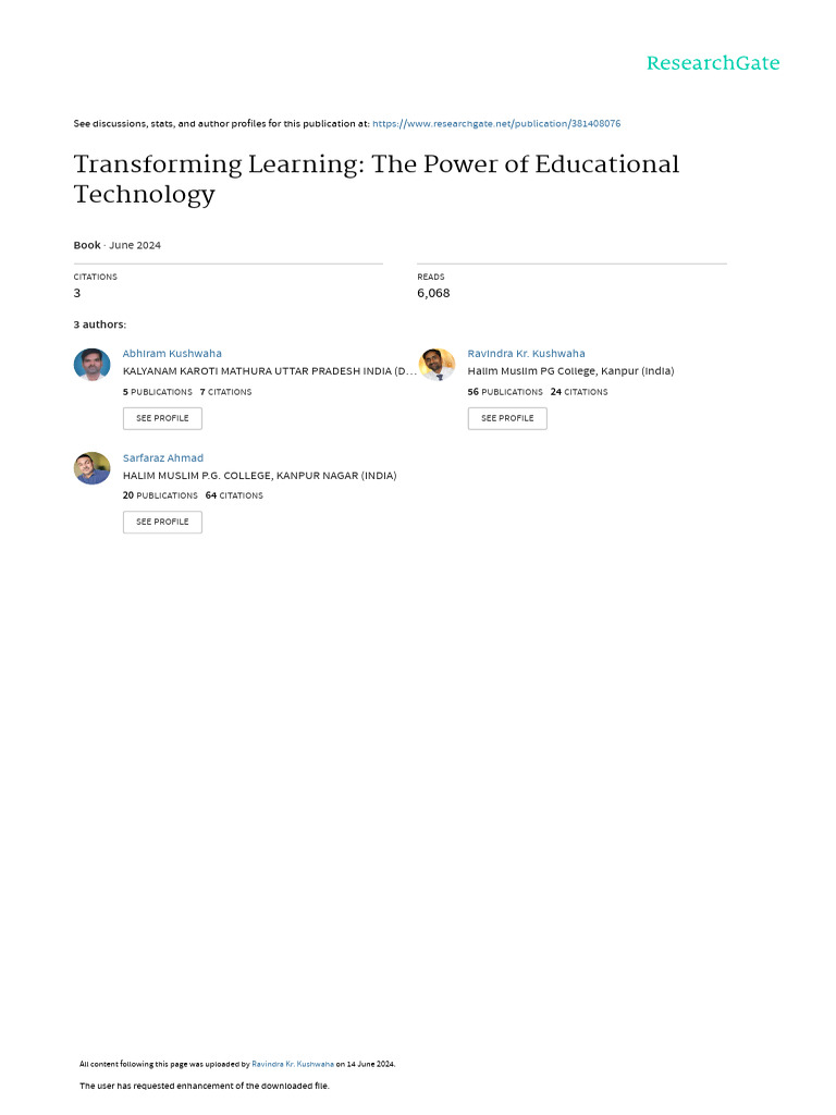 Transforming Learning with Technology | PDF | Pedagogy | Nonverbal ...