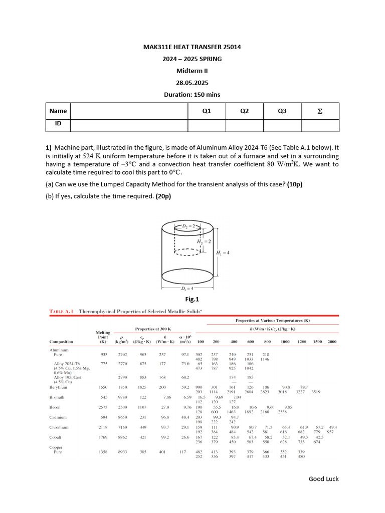 Midterm II Mak311e | PDF | Heat Transfer | Scientific Phenomena