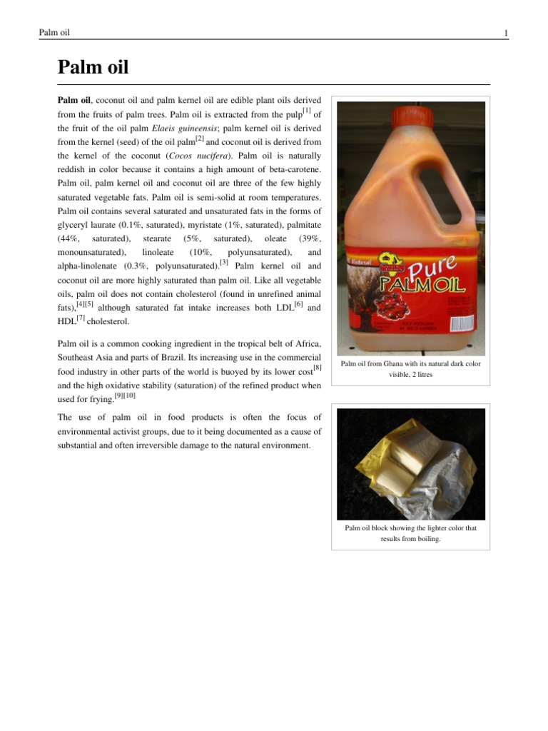 Wikipedia Palm Oil Palm Oil Saturated Fat