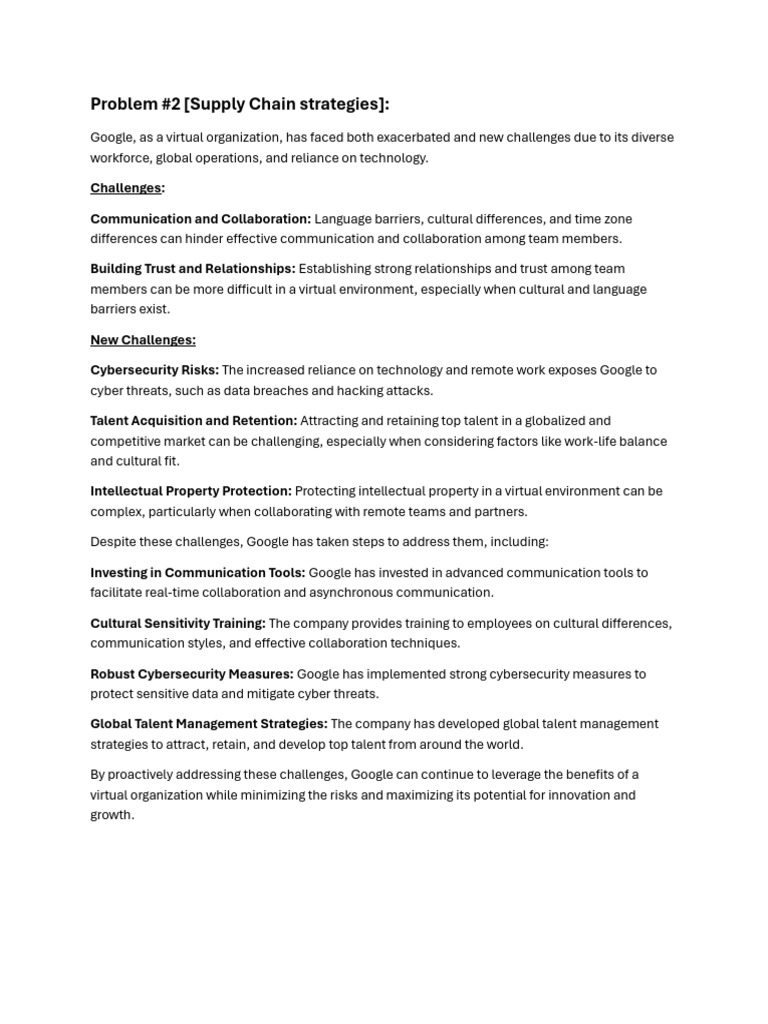 Google's Supply Chain Challenges and Solutions | PDF | Computer ...