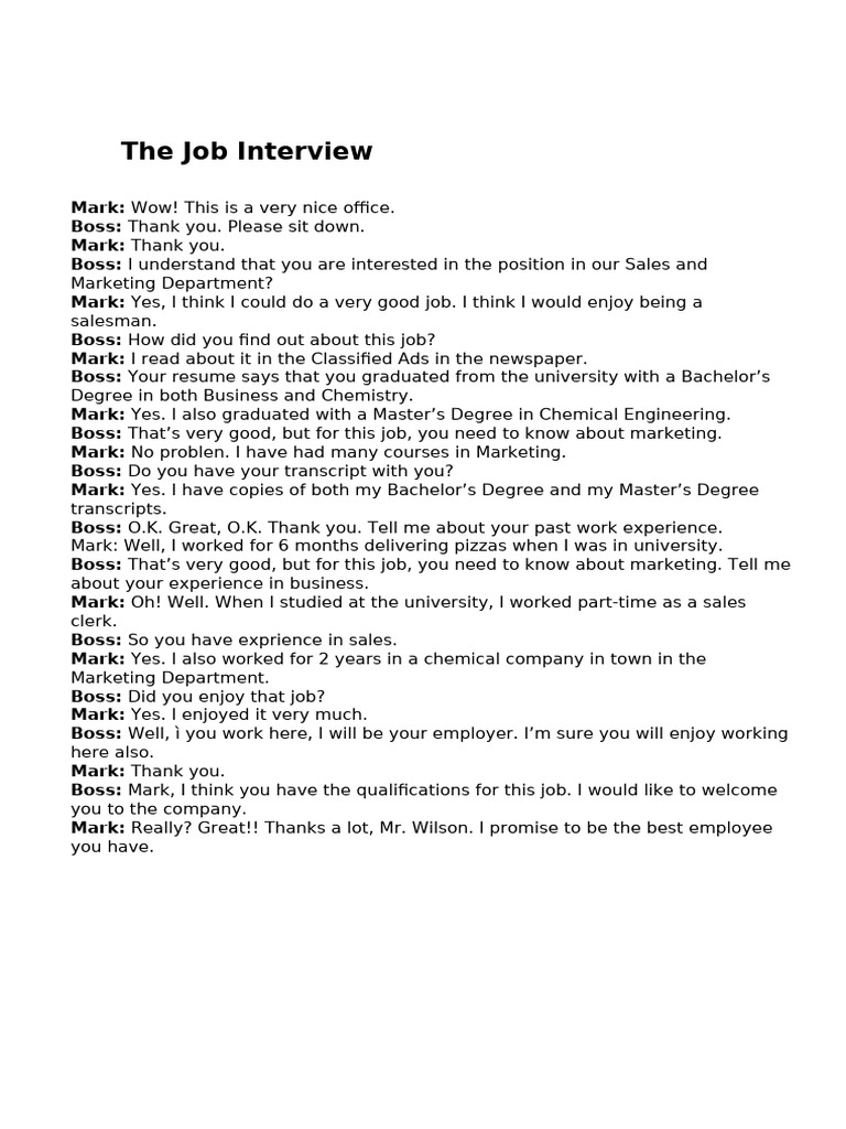 The Job Interview-BUSINESS | PDF