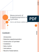 Measurement of Evapotranspiration by Lysimeter