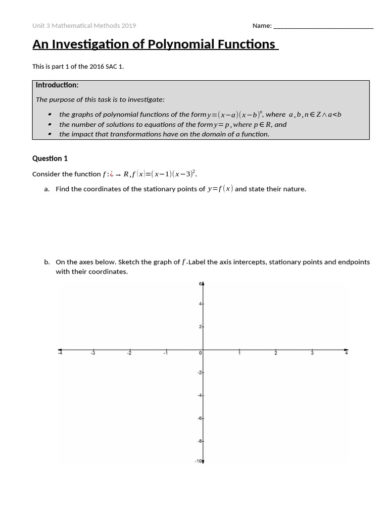 Polynomial Functions Investigation Guide | PDF | Mathematical Relations ...