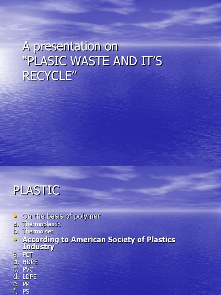 Plastic Waste and Recycling Solutions | PDF