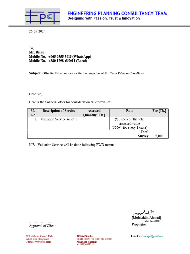 Offer Bill For Valuation | PDF