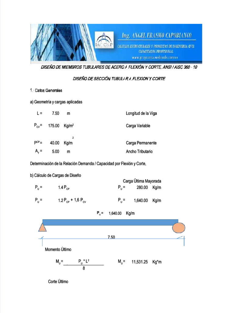 PDF Diseo de Miembros Tubulares A Flexion y Corte Compress | PDF