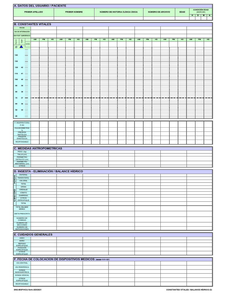 Registro de Datos Clínicos y Vitales | PDF | Especialidades Medicas ...