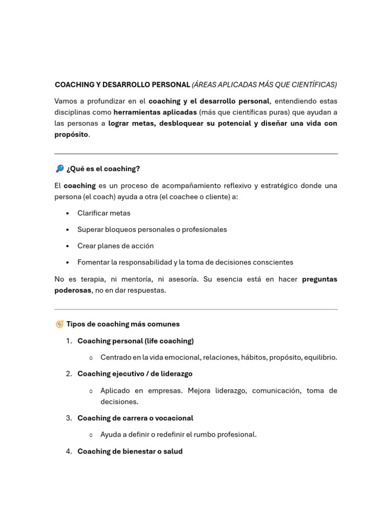 Coaching y Desarrollo Personal Efectivo | PDF | Desarrollo personal ...