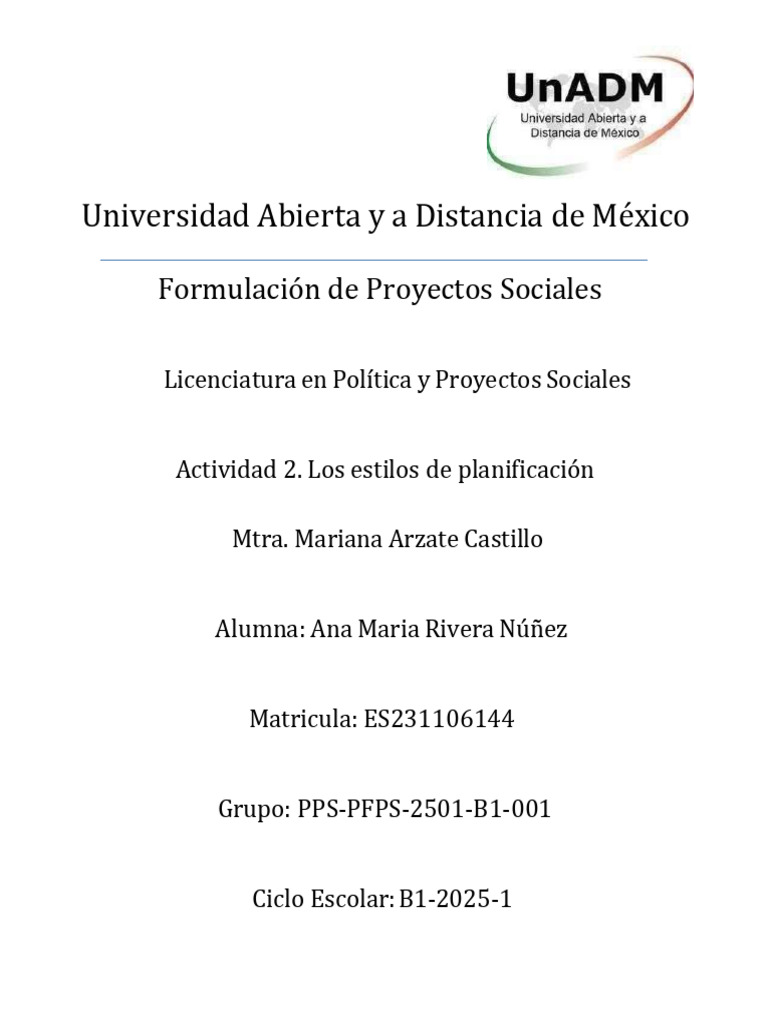 PFPS U1 A2 Amrn | PDF | Planificación | Agua