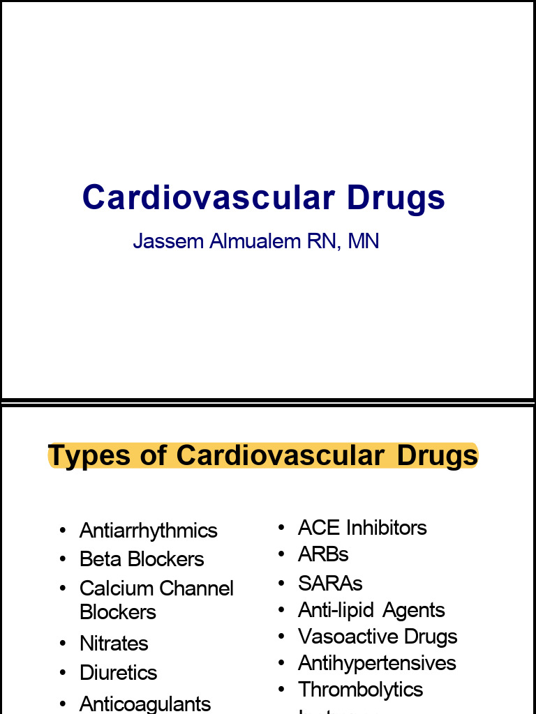 Comprehensive Guide to Cardiovascular Drugs | PDF | Atherosclerosis ...