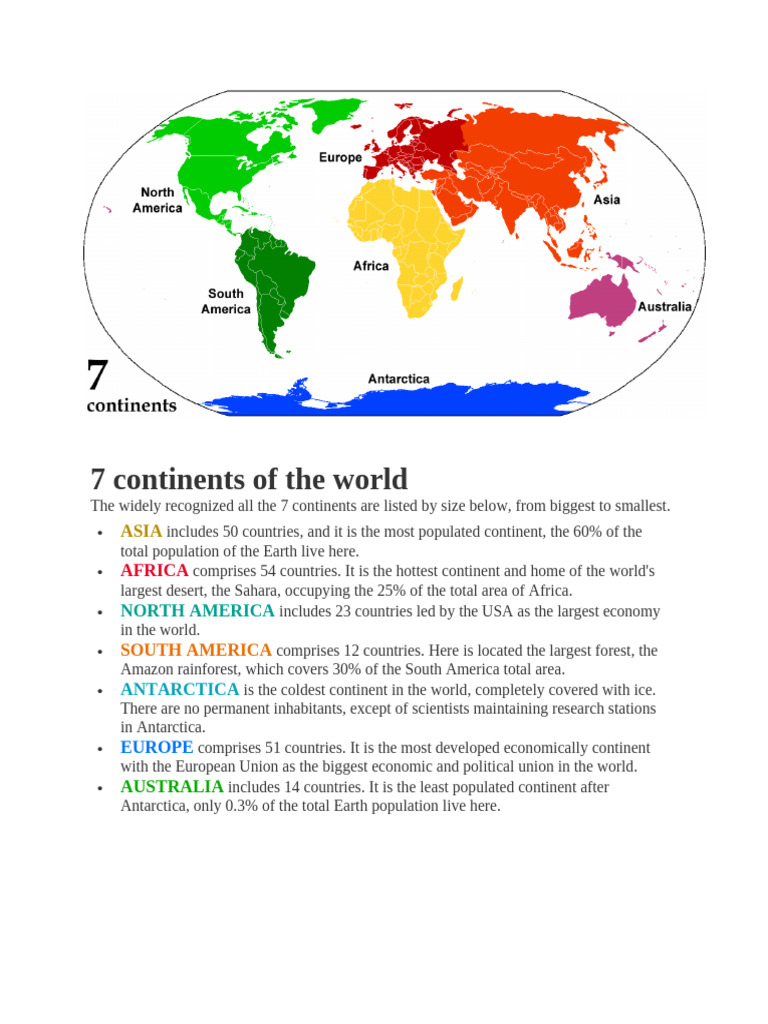Overview of the 7 Continents | PDF