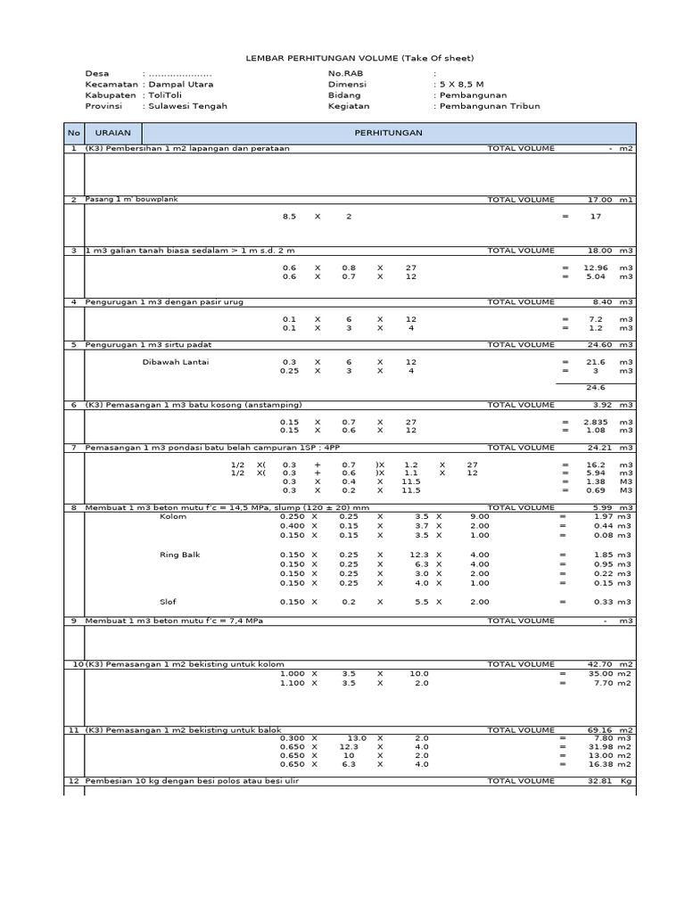 Volume Calculation for Construction Project | PDF