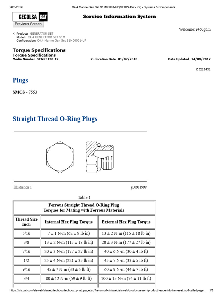 C4.4 Marine Gen Set S1M00001-UP (SEBP4152 - 72) - Plugs | PDF