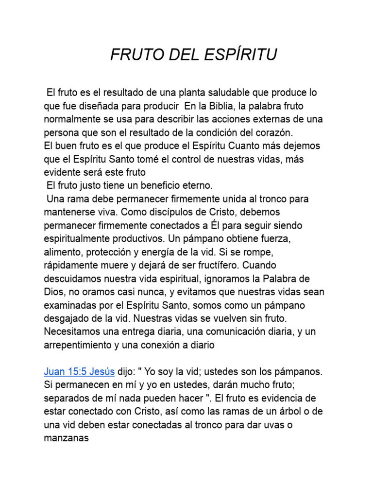 Significado del Fruto del Espíritu Santo | PDF | Amor | Fruto Del ...