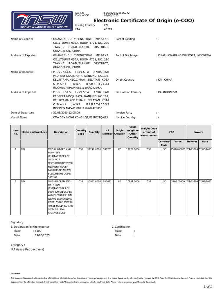 Electronic Certificate of Origin Details | PDF | International Business ...