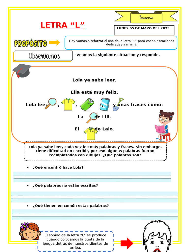 Práctica de la letra "L" con Lola | PDF