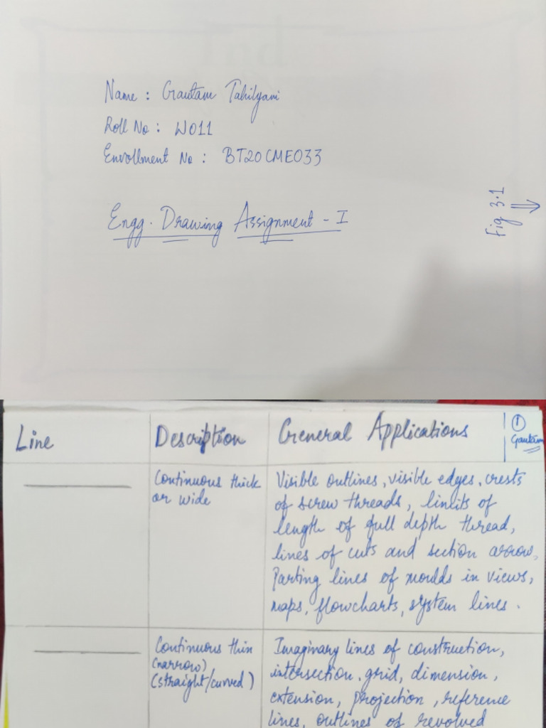 w011 - Gautam Tahilyani - Bt20cme033 - Engg Drawing Assignment 1 | PDF