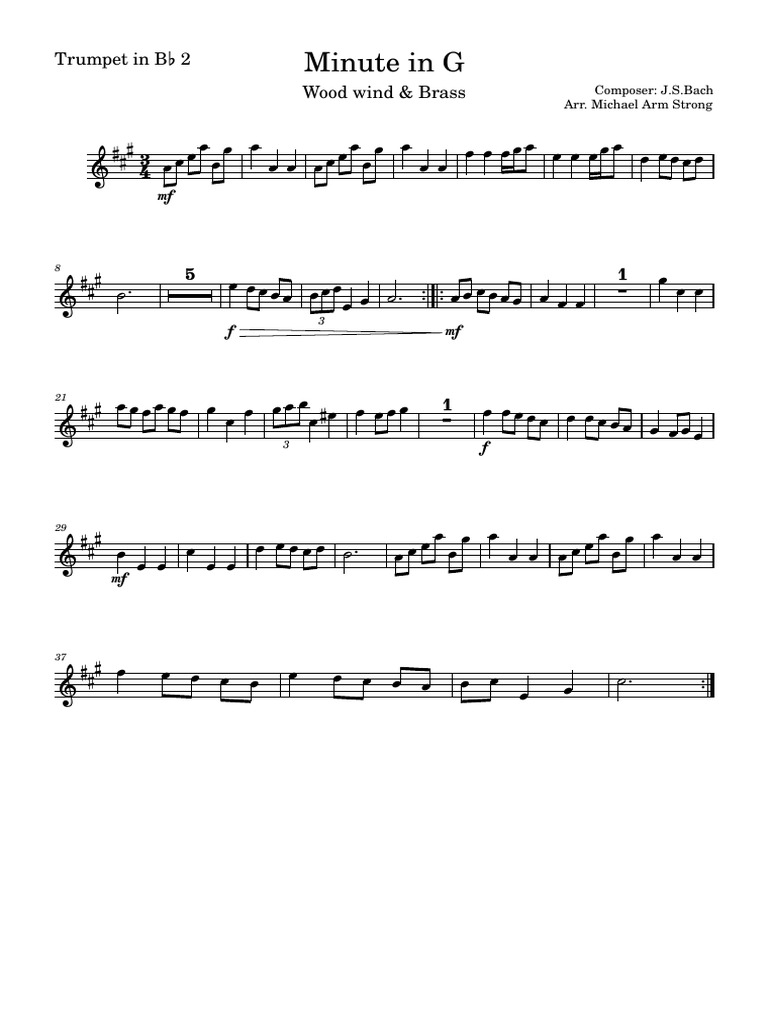 Minute in G-Trumpet in BB 2 | PDF