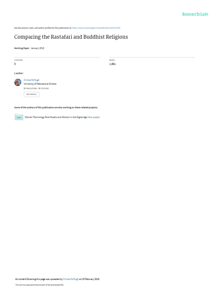 Christa McHugh Comparing Rastafari and Buddhism | PDF