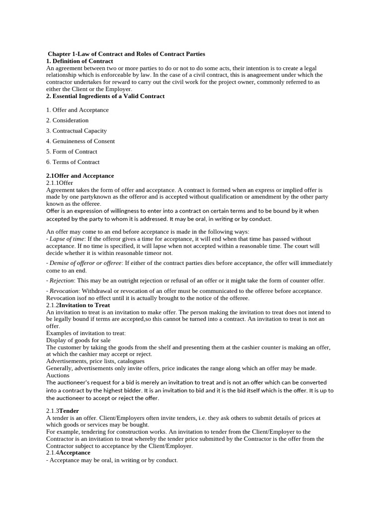 Contract Law Essentials and Roles | PDF | Breach Of Contract | Damages