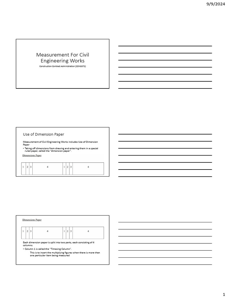 MEASUREMENT OF BUILDING AND CIVIL ENGINEERING WORKS PDF NOTES visual data 6