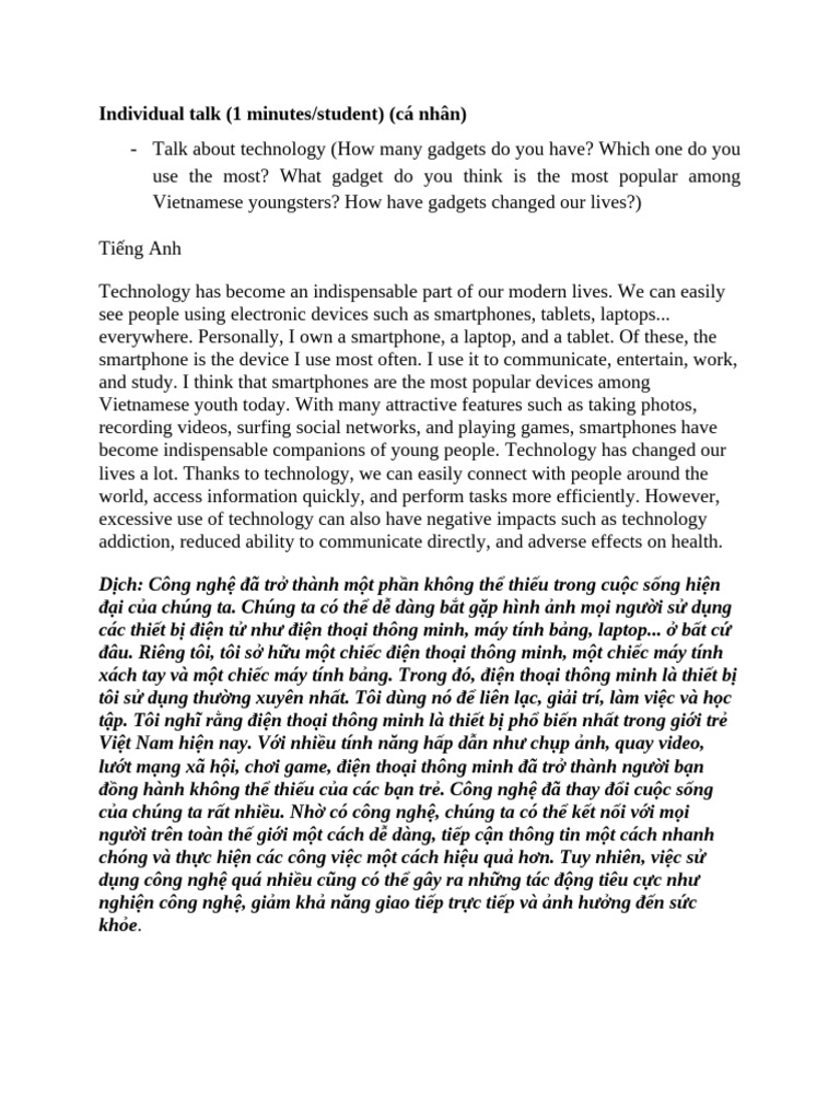 Individual Talk | PDF