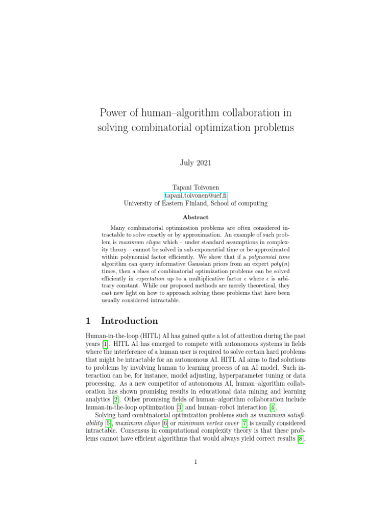 Power of Human-Algorithm Collaboration in Solving Combinatorial ...
