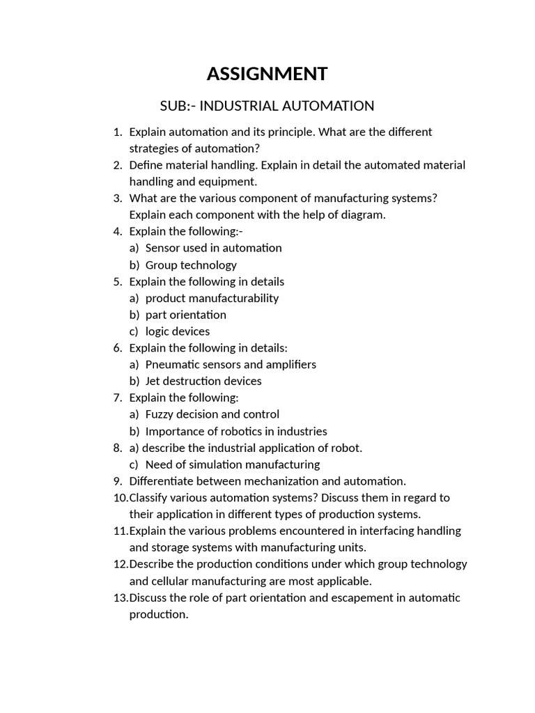 Industrial Automation Assignment Guide | PDF