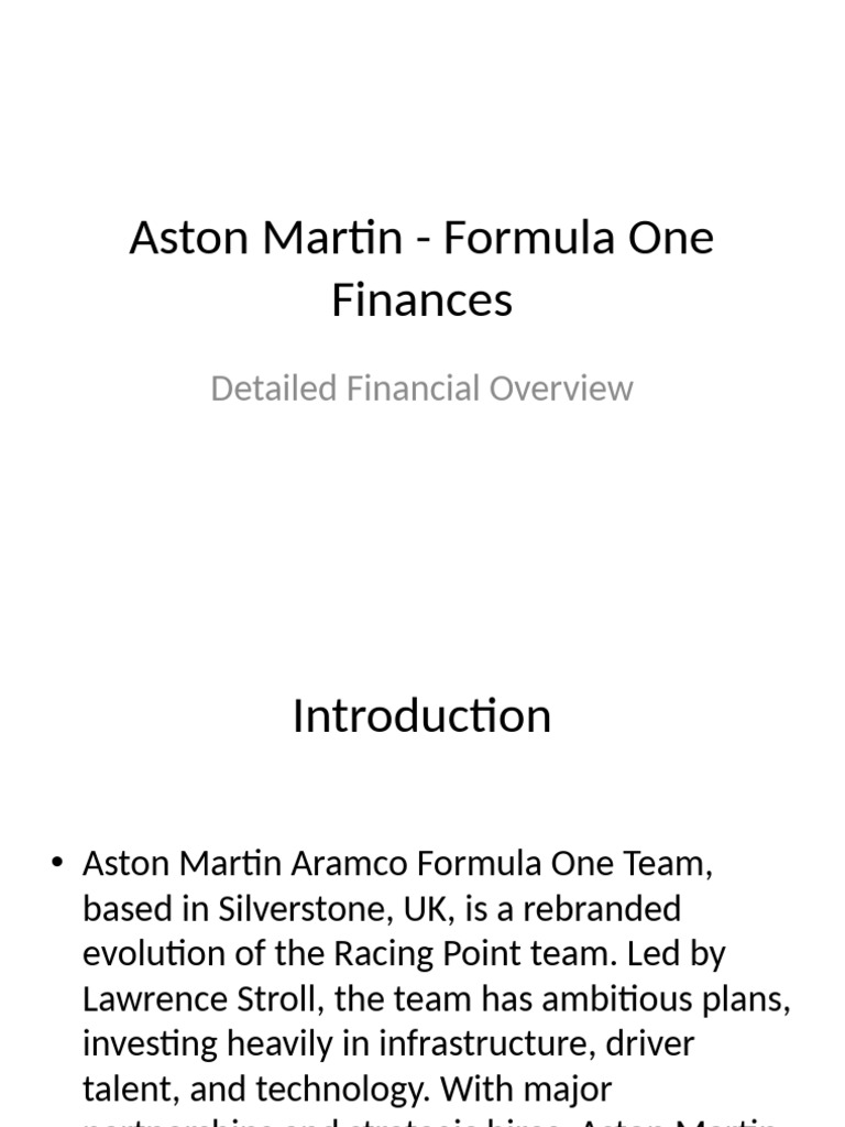 Aston Martin F1 Team Budget Overview | PDF | Formula One | Formula Racing