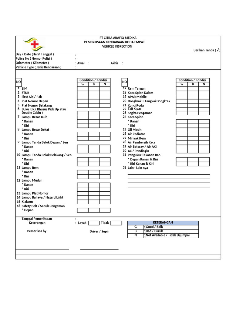 Pemeriksaan Kendaraan Roda Empat dan Dua | PDF