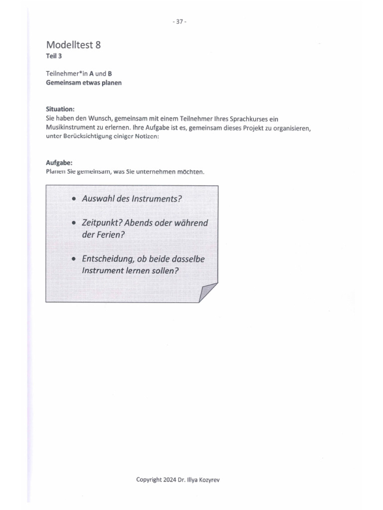 Sprechen Teil 3 | PDF