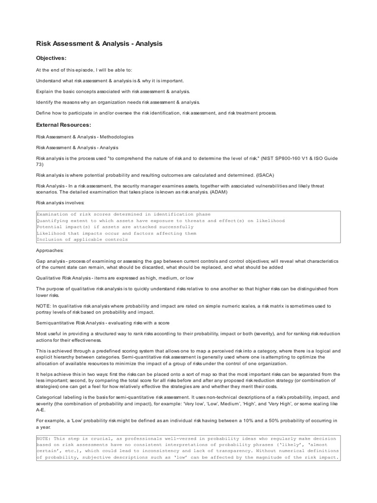 ISACA Risk Assessment Overview | PDF | Risk | Risk Assessment