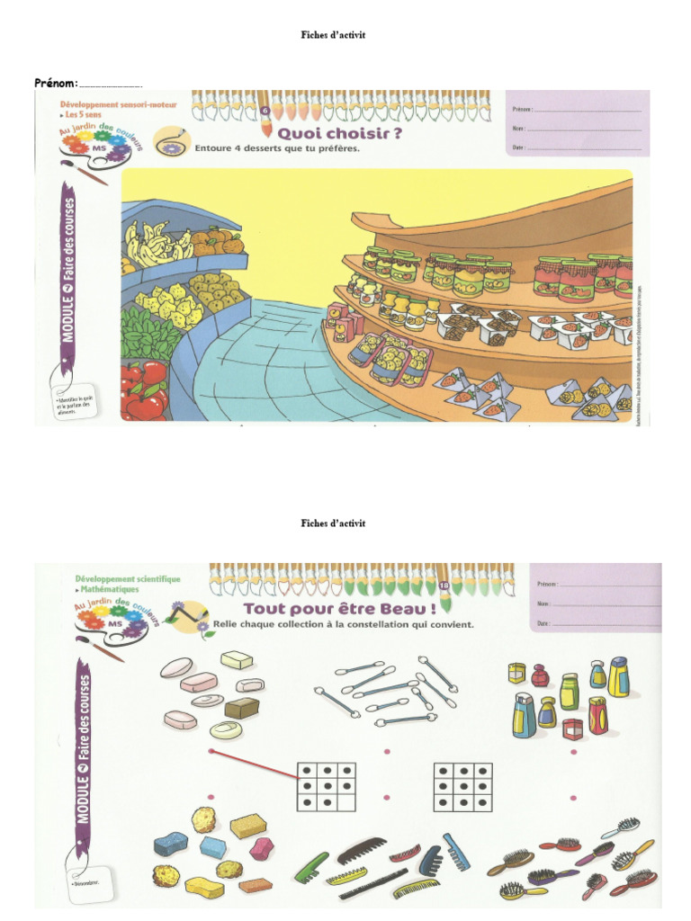 Fiches d'activités MS - Ecole Amjad | PDF