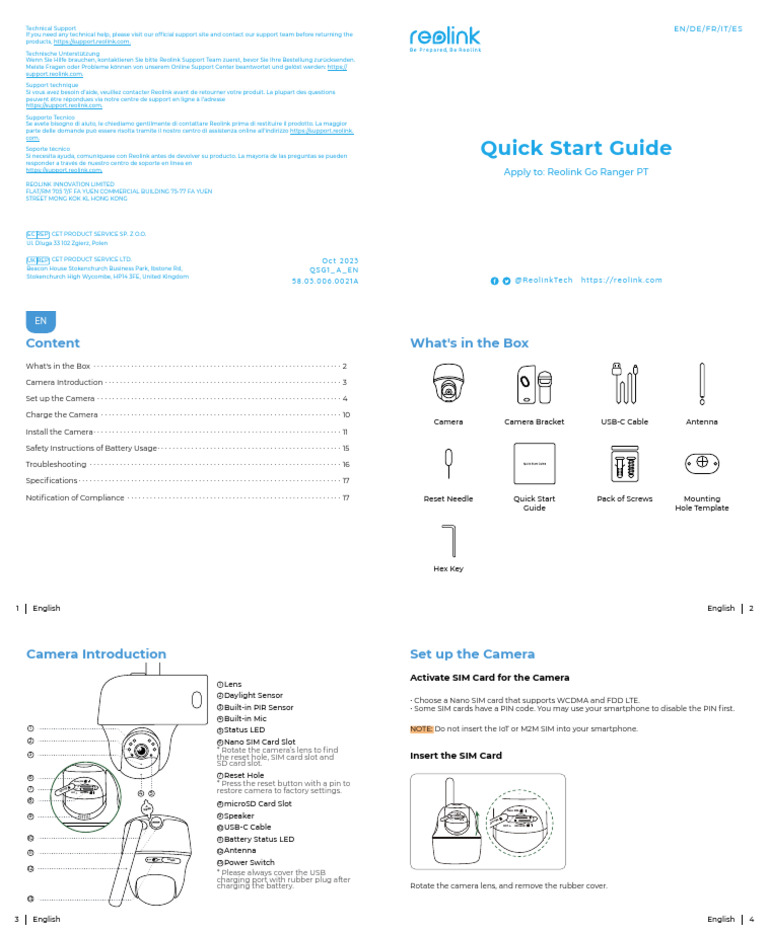 Reolink Go Ranger PT Quick Start Guide March 2024 | PDF ...