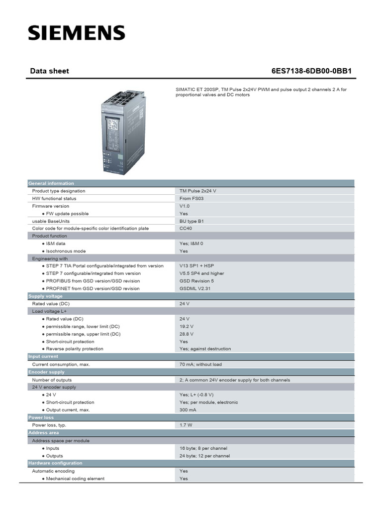 TM Pulse 2x24V Output Module Datasheet | PDF | Electronic Engineering ...