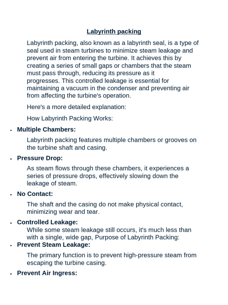 Labyrinth Packing in Steam Turbines | PDF | Steam | Cogeneration