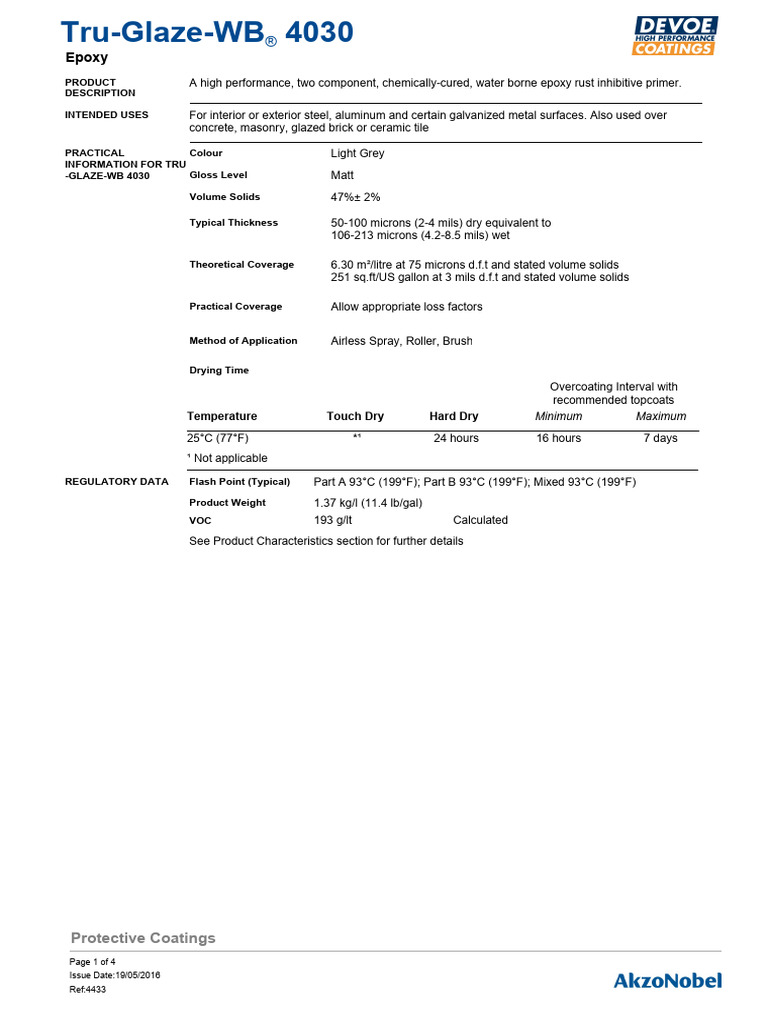 Tru Glaze WB 4030 4433 P Eng A4 | PDF | Paint | Materials