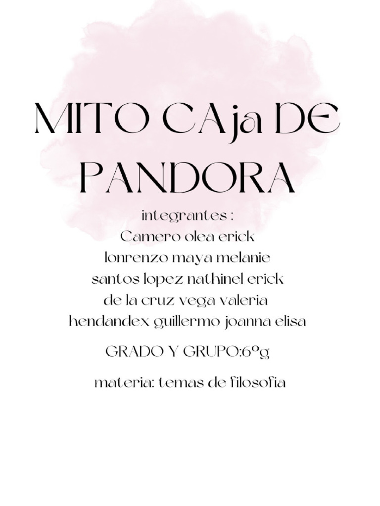 Mito de Pandora: Significado y Simbología | PDF