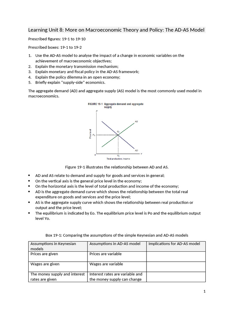 Learning Unit 8 AD AS Model Chap 19 | PDF | Fiscal Policy | Economics