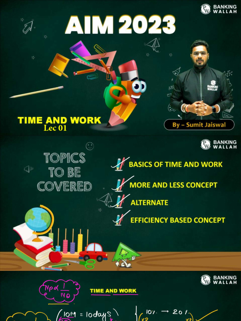 Time and Work 01 - Class Notes II (AIM 2023) | PDF