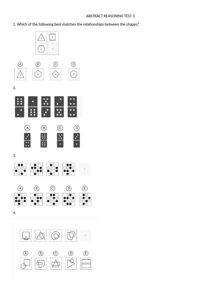 Abstract Reasoning Test 3 Questions | PDF
