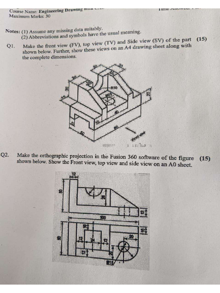 CAD Question Paper 2 | PDF