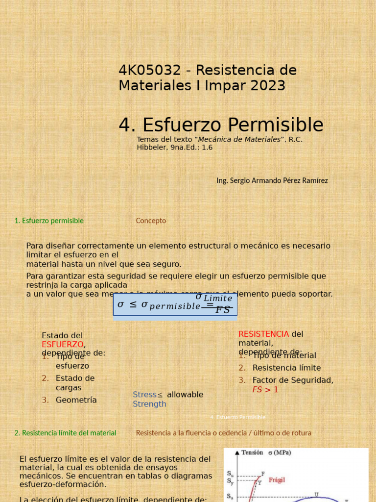 Esfuerzo Permisible en Materiales I | PDF | Resistencia de materiales ...