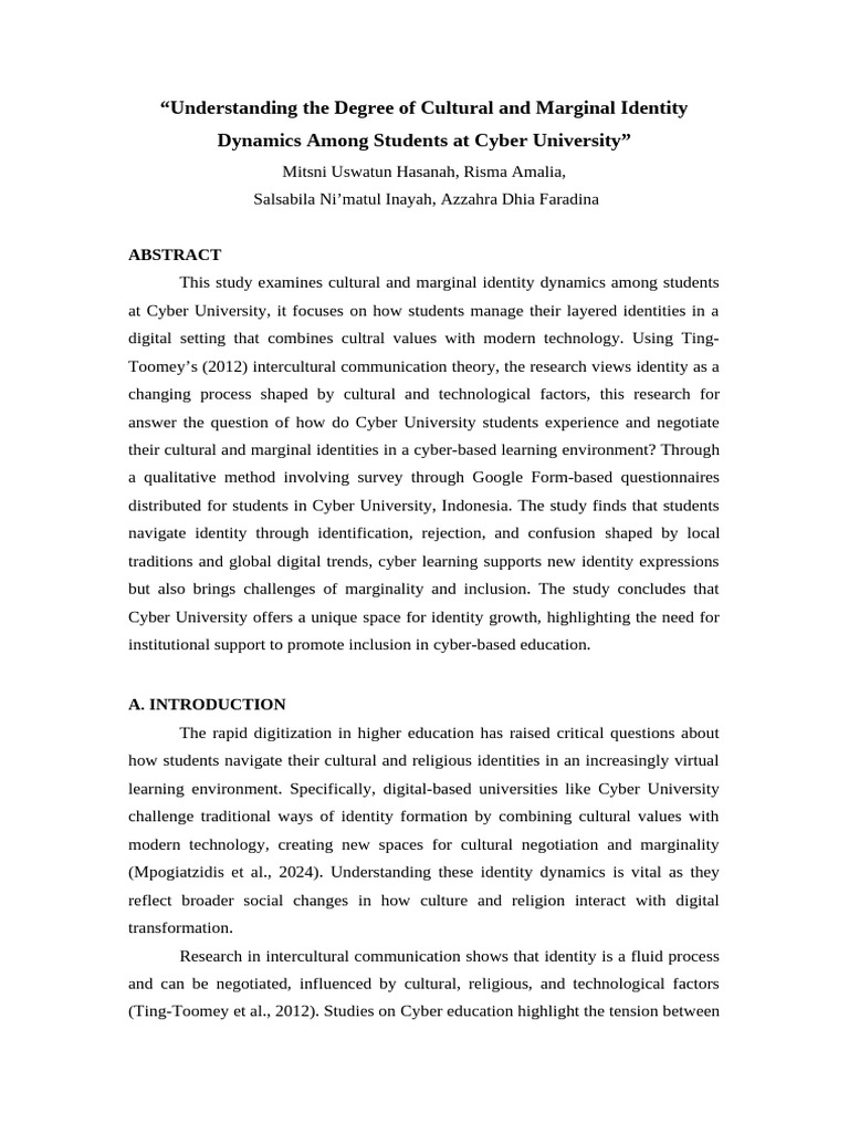 Cultural Identity Dynamics in Cyber U | PDF | Identity (Social Science ...