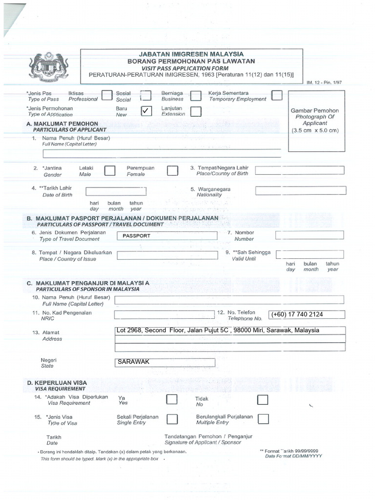 Borang Imm12 | PDF