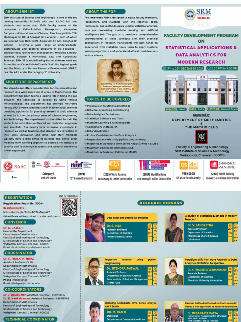 FDP On Statistical Applications & Data Analytics For Modern Research-3. ...