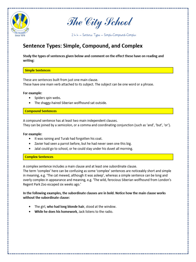 Revision Types of Sentences | PDF | Linguistics | Semantics