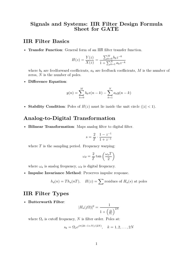 IIR Filter Design for GATE Exam | PDF | Electrical Engineering ...
